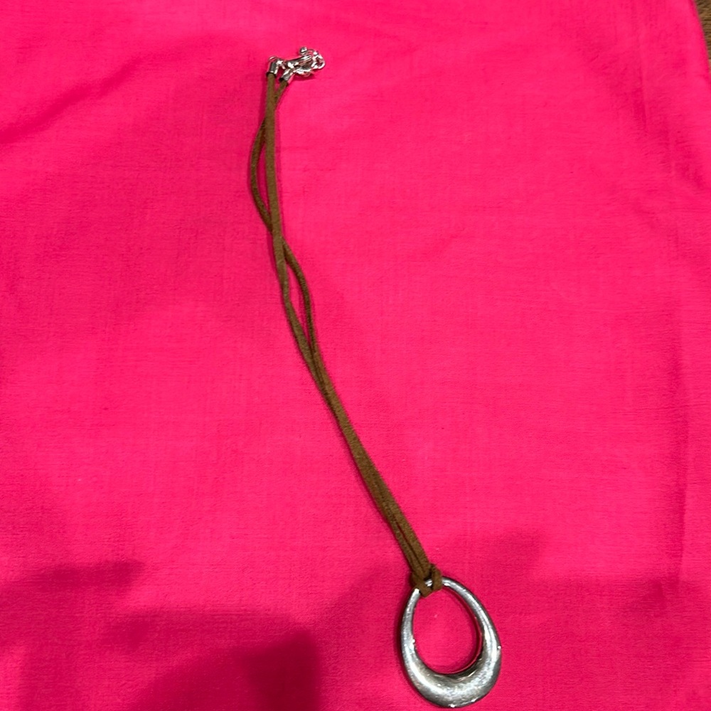 Leather and silver accent necklace